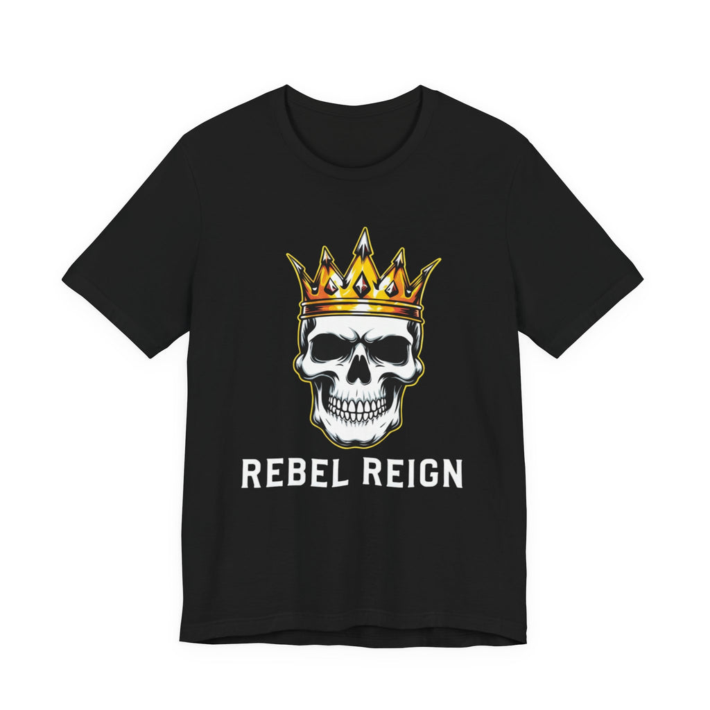 Rebel Reign Skull Tee — Crowned Skull Graphic T-Shirt