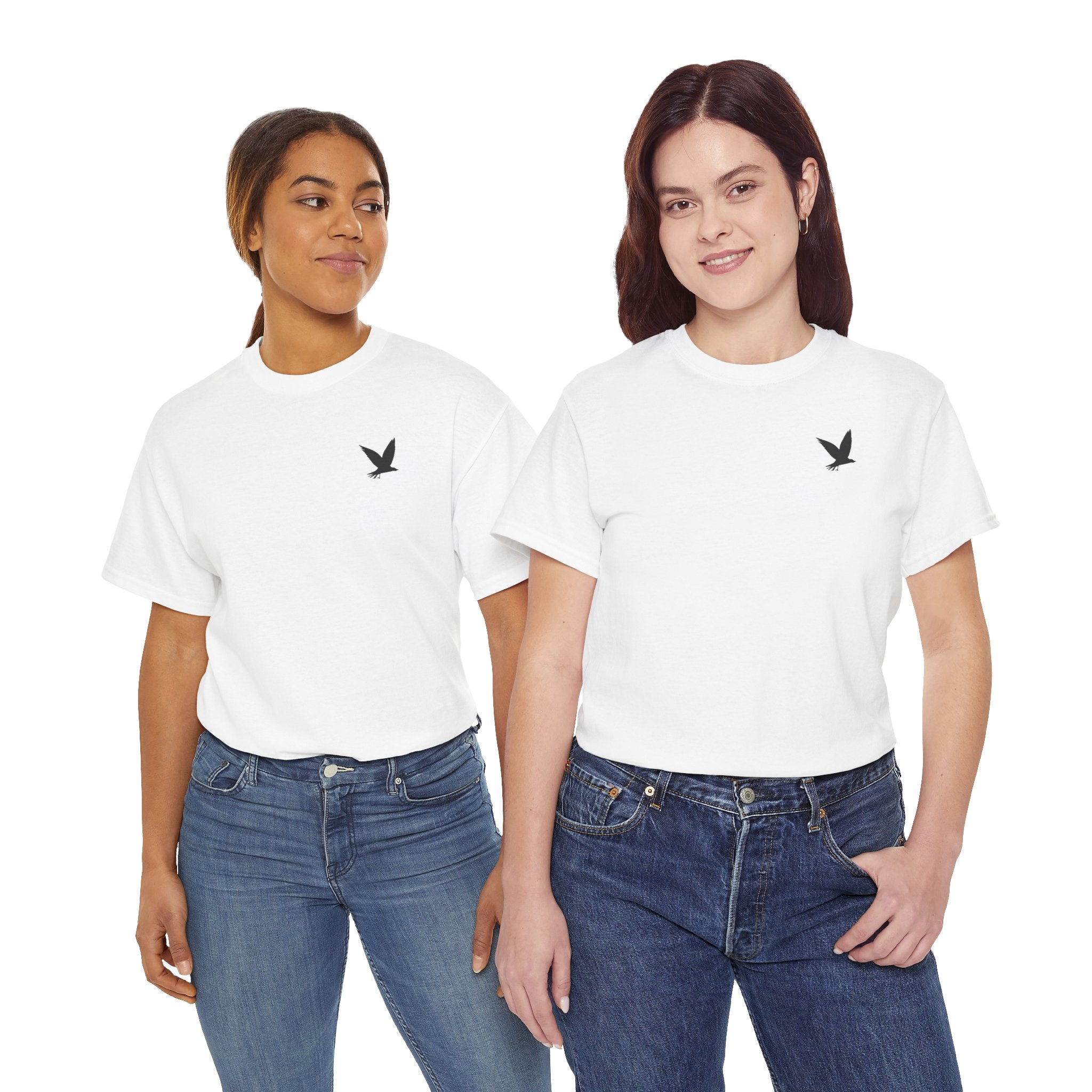 Minimalist Flying Bird T‑Shirt — Small Chest Silhouette Tee