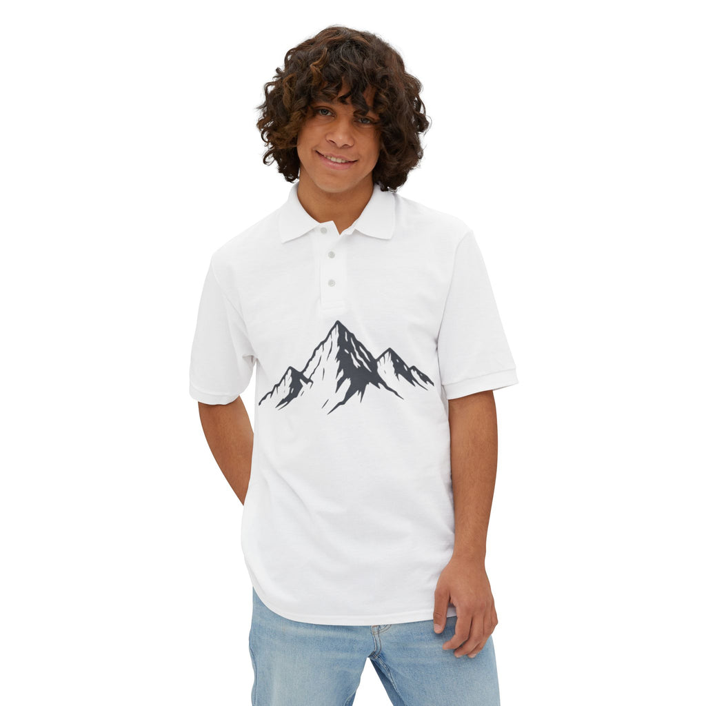 Men's Mountain Polo Shirt – Minimalist Peak Graphic