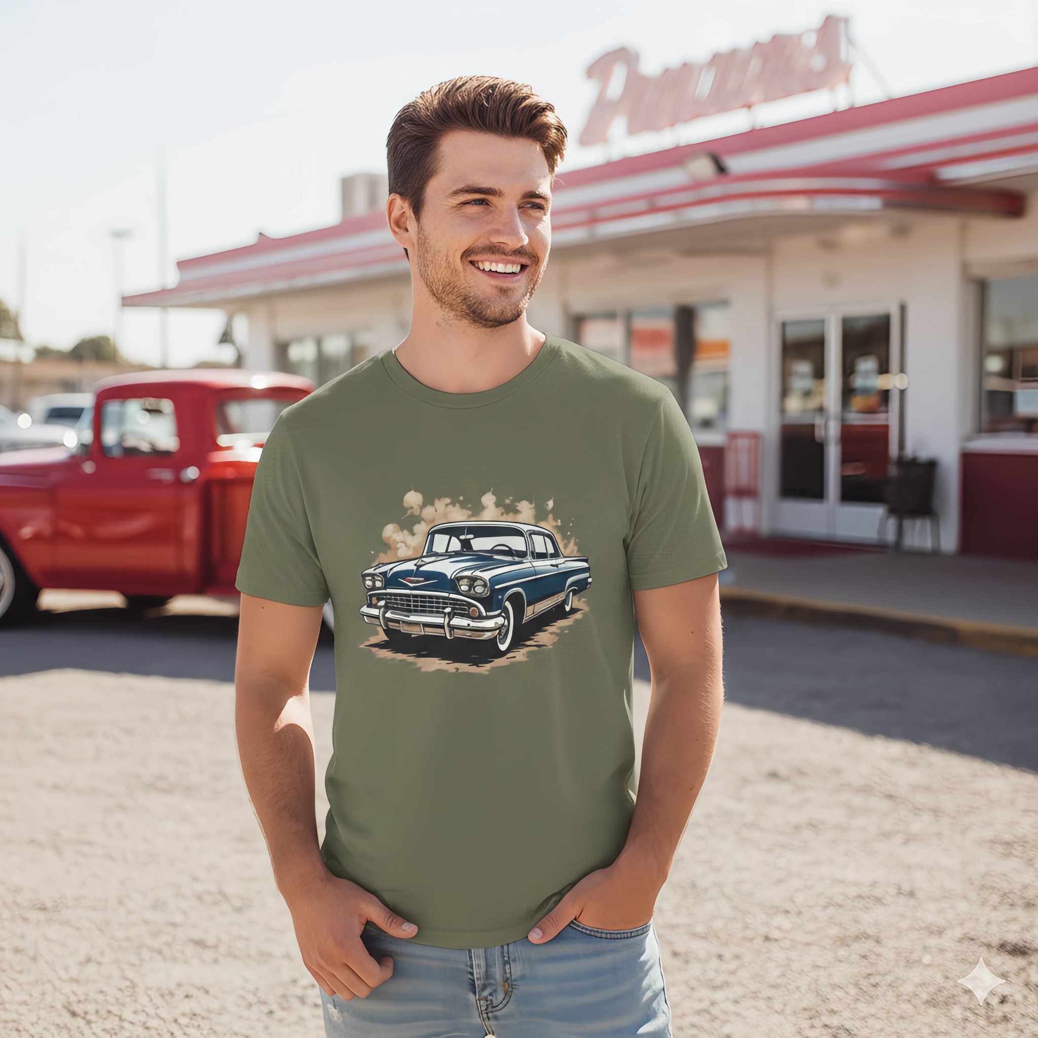 Vintage Classic Car T-Shirt — Retro 1950s Chevy Graphic Tee