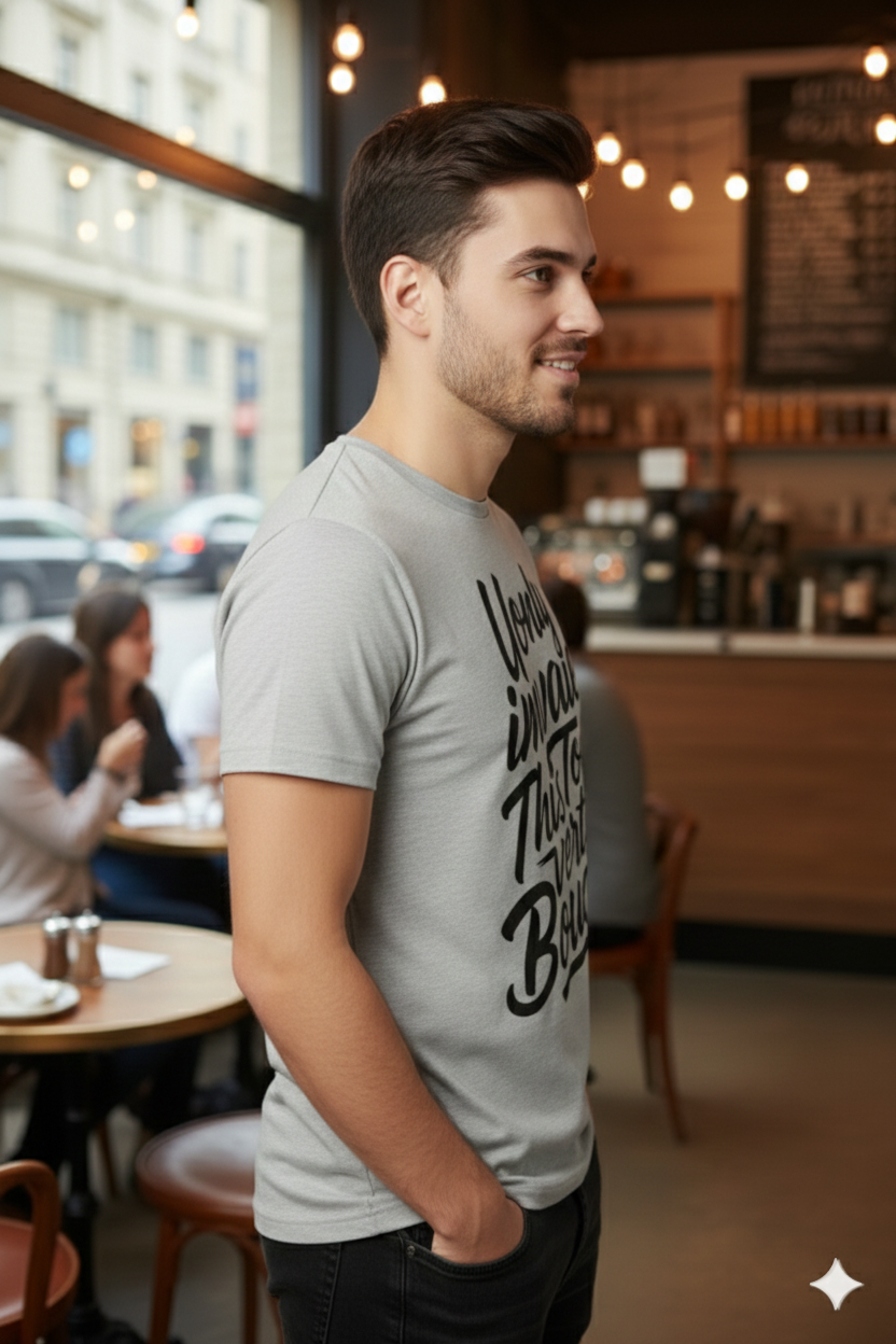 Graphic Tee — Script Typography Quote Shirt