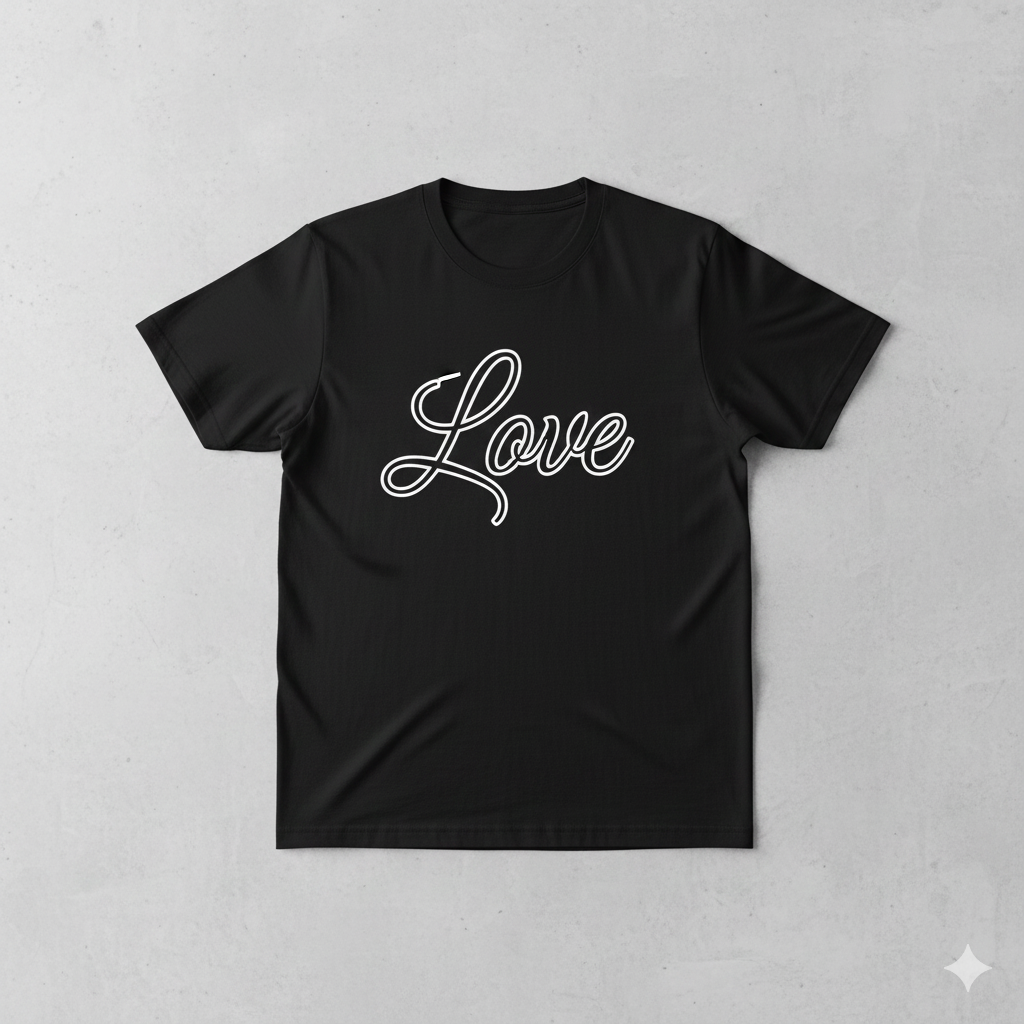 Love Script T‑Shirt — Retro Cursive Graphic Tee