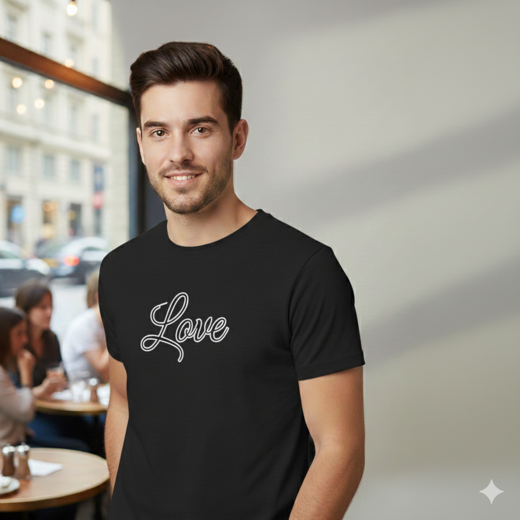 Love Script T‑Shirt — Retro Cursive Graphic Tee
