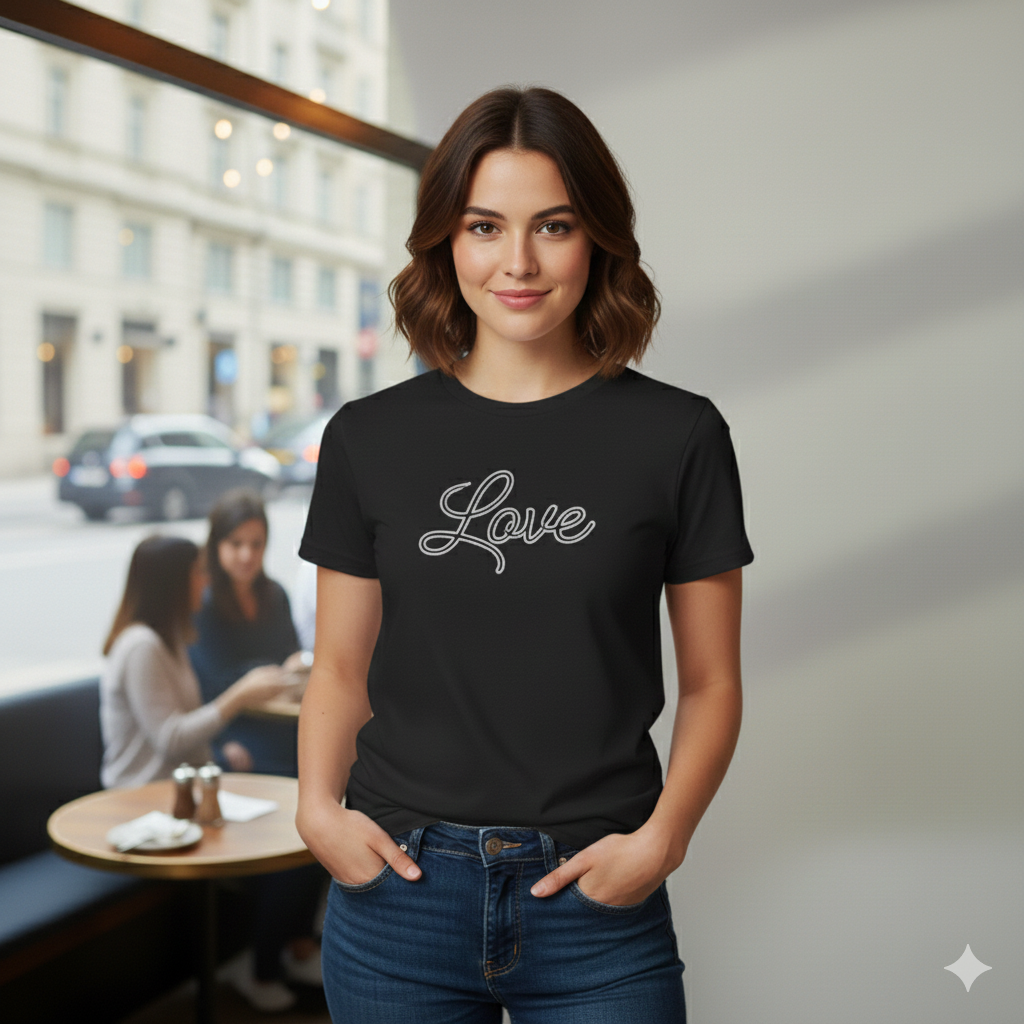 Love Script T‑Shirt — Retro Cursive Graphic Tee