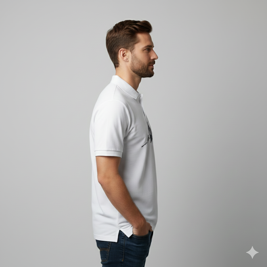 Men's Mountain Polo Shirt – Minimalist Peak Graphic