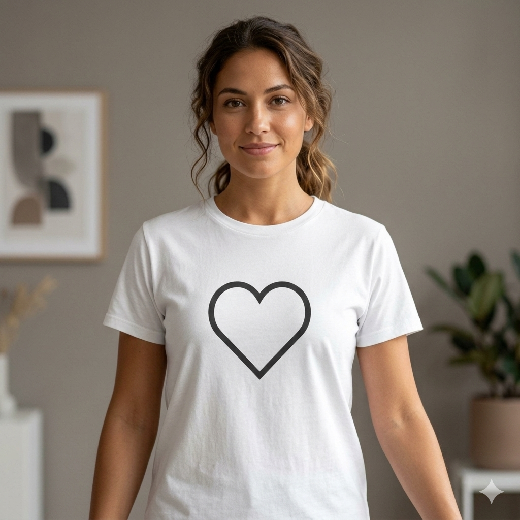 Minimal Heart Tee — Simple Outline Heart Graphic Shirt