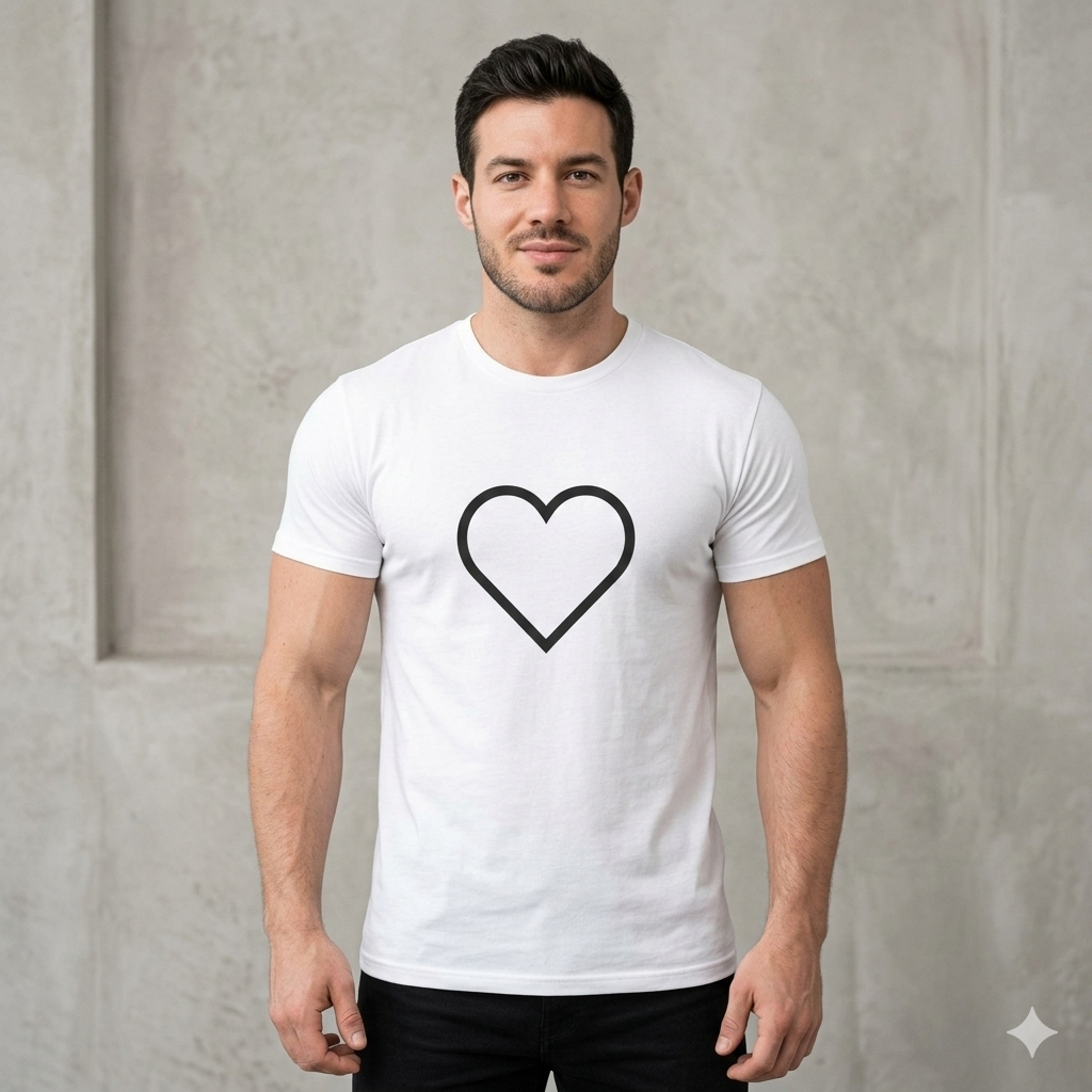 Minimal Heart Tee — Simple Outline Heart Graphic Shirt