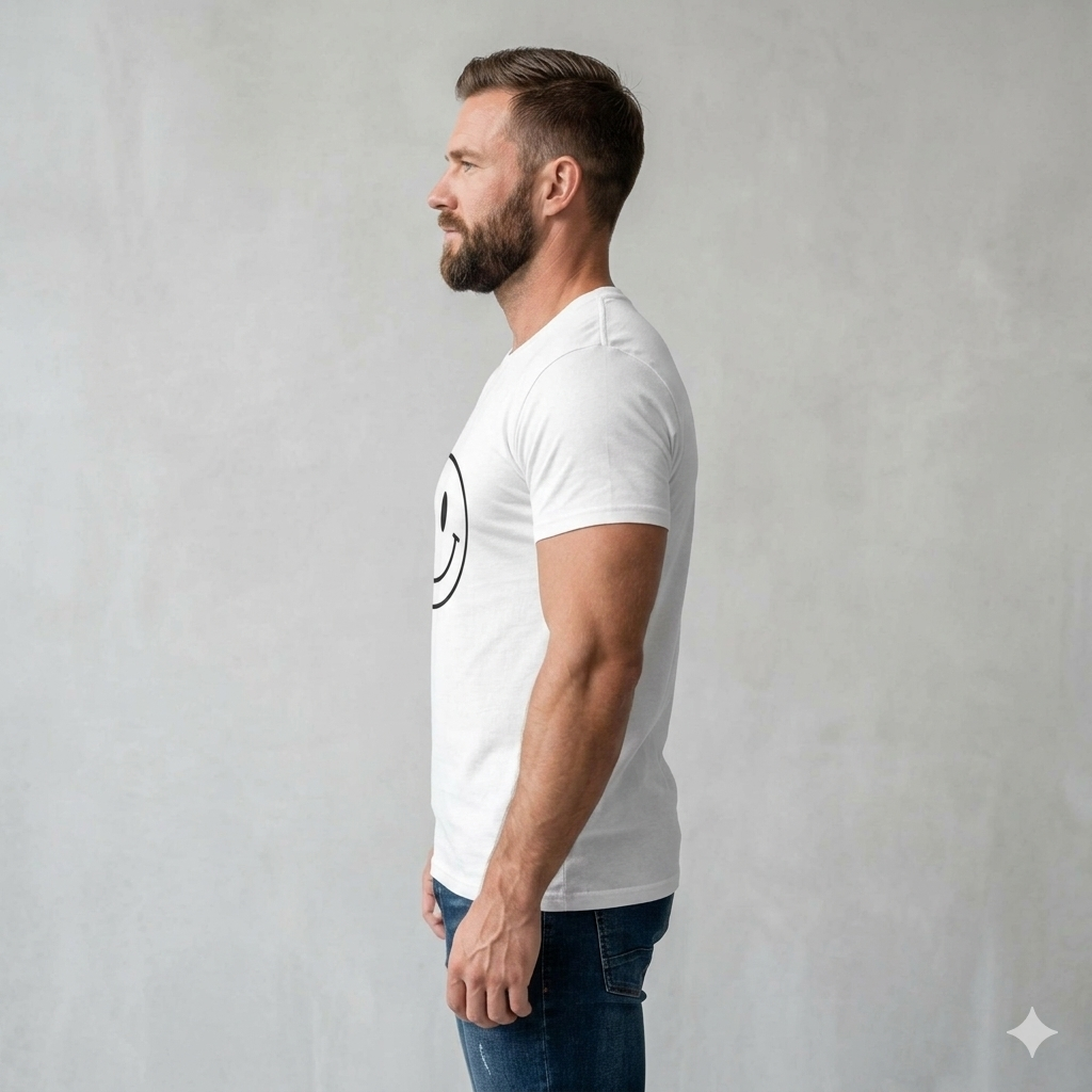 Smiley Face Graphic Tee — Minimal Retro Happy Face T-Shirt