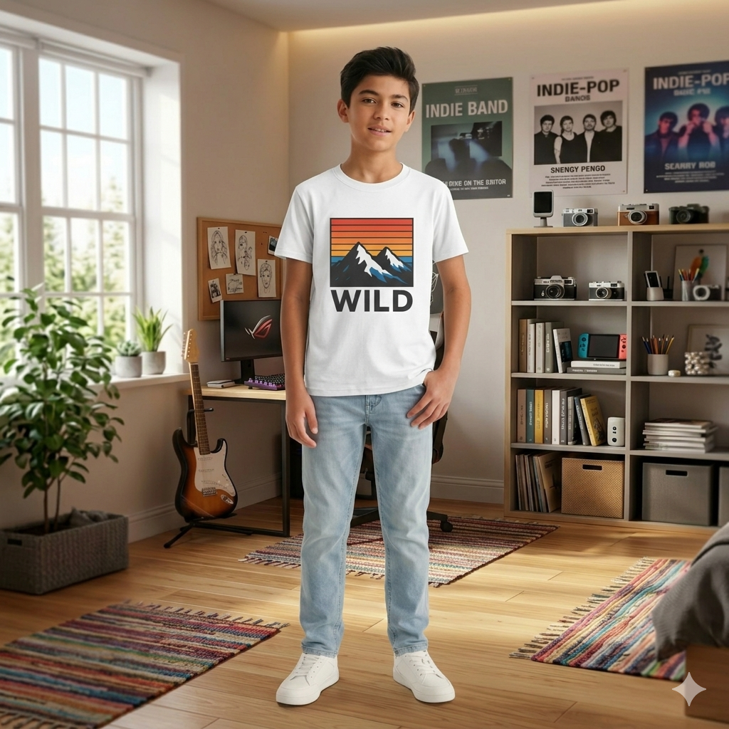 Wild Mountains T-Shirt — Retro Sunset Mountain Graphic Tee
