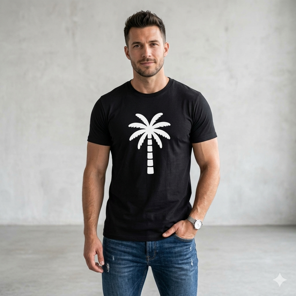 Palm Tree T-Shirt — Minimal White Palm Graphic Tee