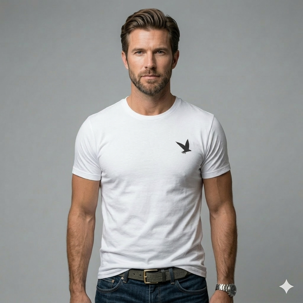 Minimalist Flying Bird T‑Shirt — Small Chest Silhouette Tee