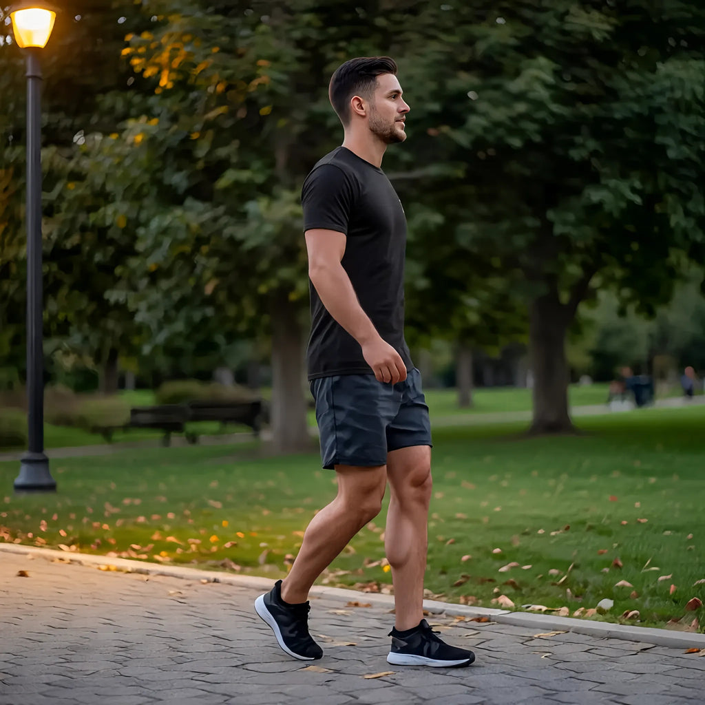 Running Icon Tee — Minimalist Runner Logo Black T‑Shirt