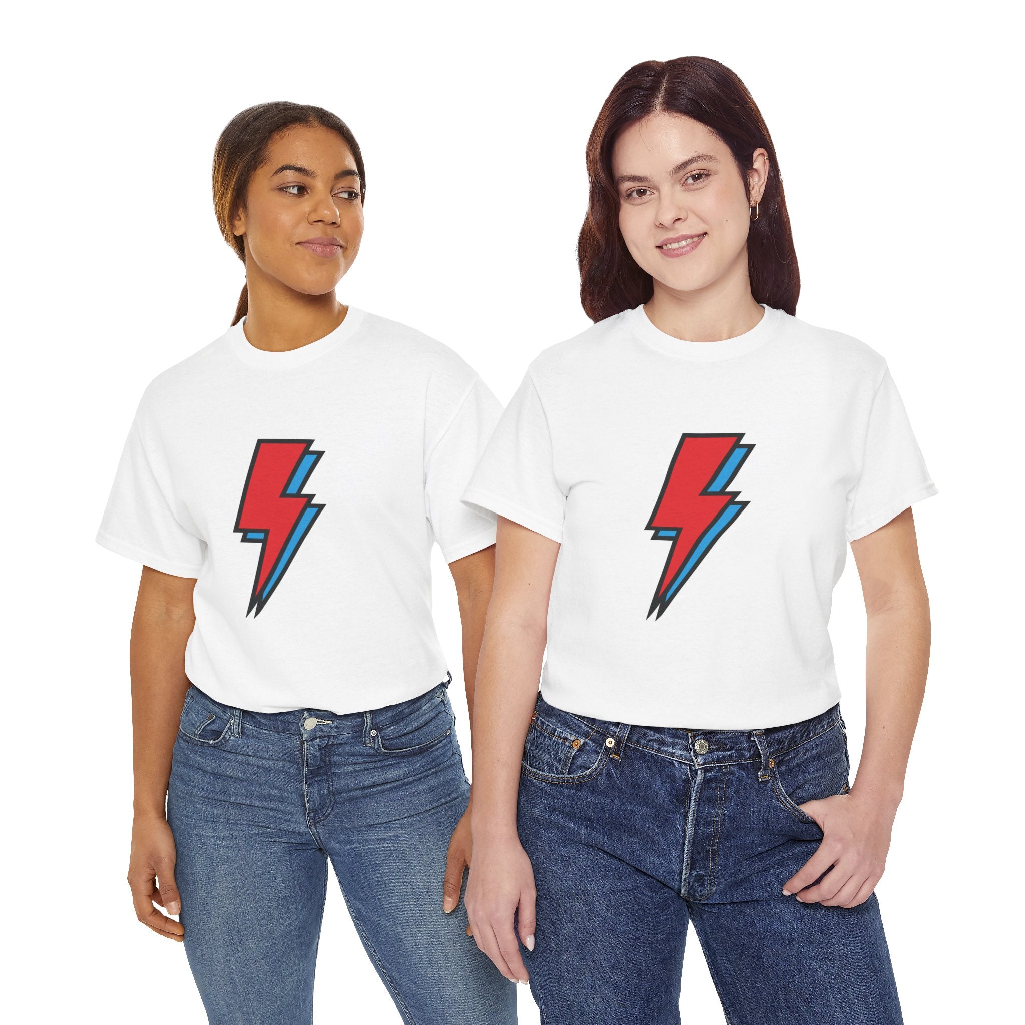Lightning Bolt Graphic Tee — Red & Blue Minimalist T-Shirt