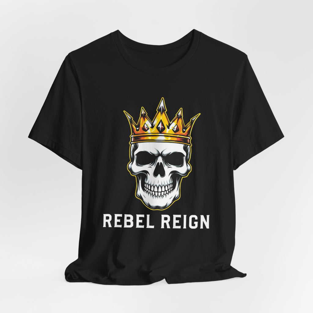 Rebel Reign Skull Tee — Crowned Skull Graphic T-Shirt