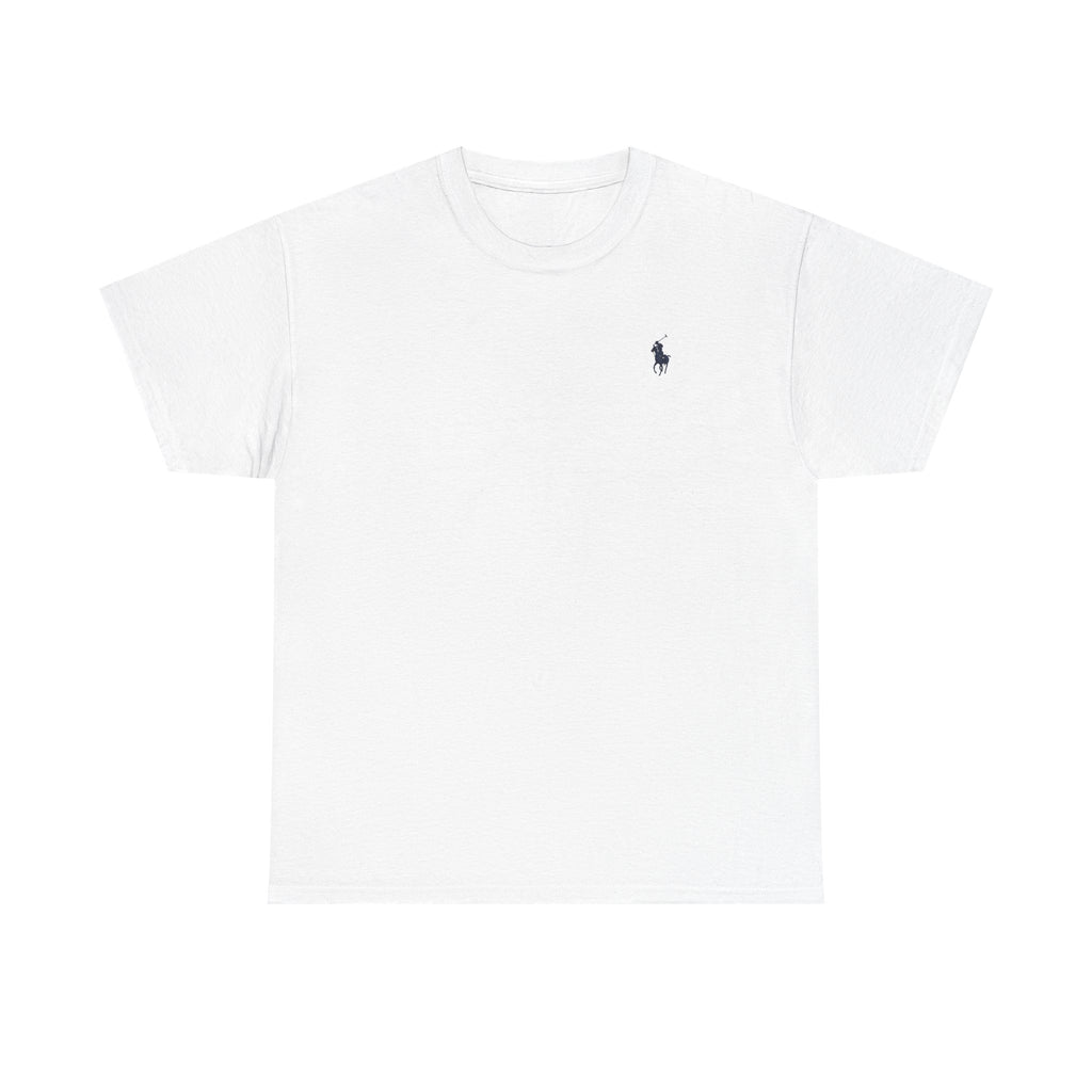 White Mini Polo Logo Tee — Classic Casual Cotton T-Shirt